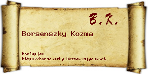 Borsenszky Kozma névjegykártya